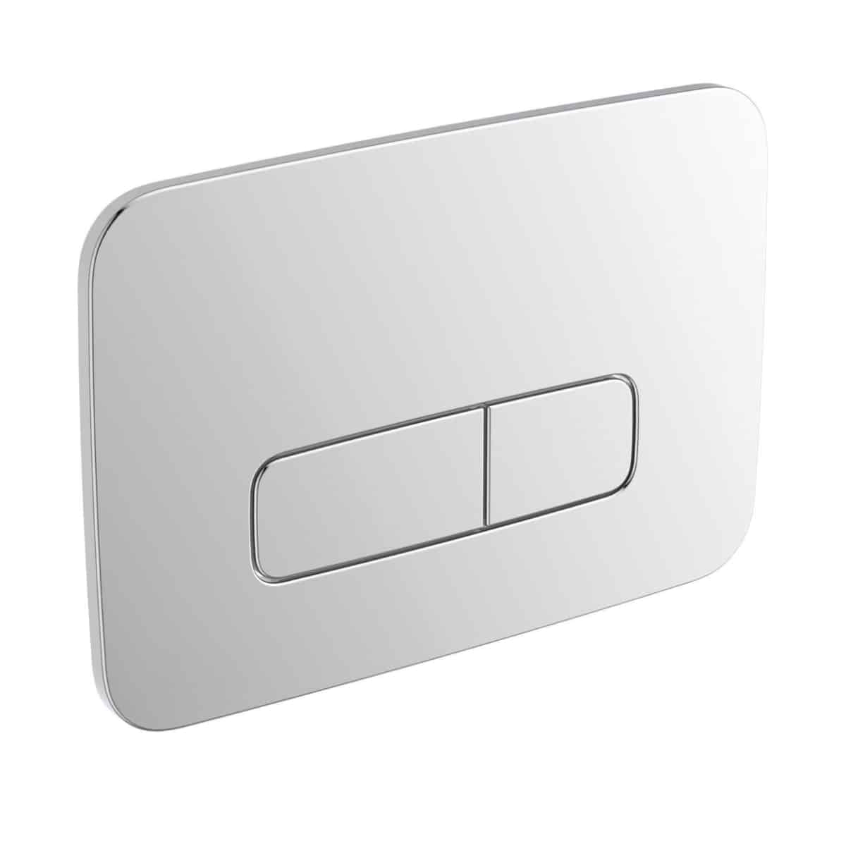 Placă WC crom dual‑flush modernă și compactă