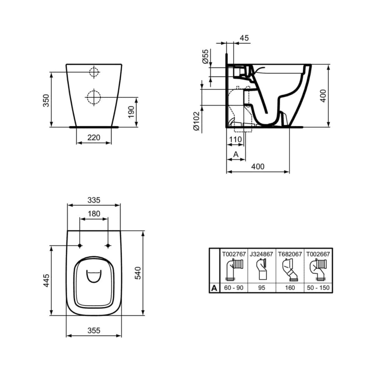 Vas WC pe pardoseala Ideal Standard i.life B alb BTW rimless - imagine 3