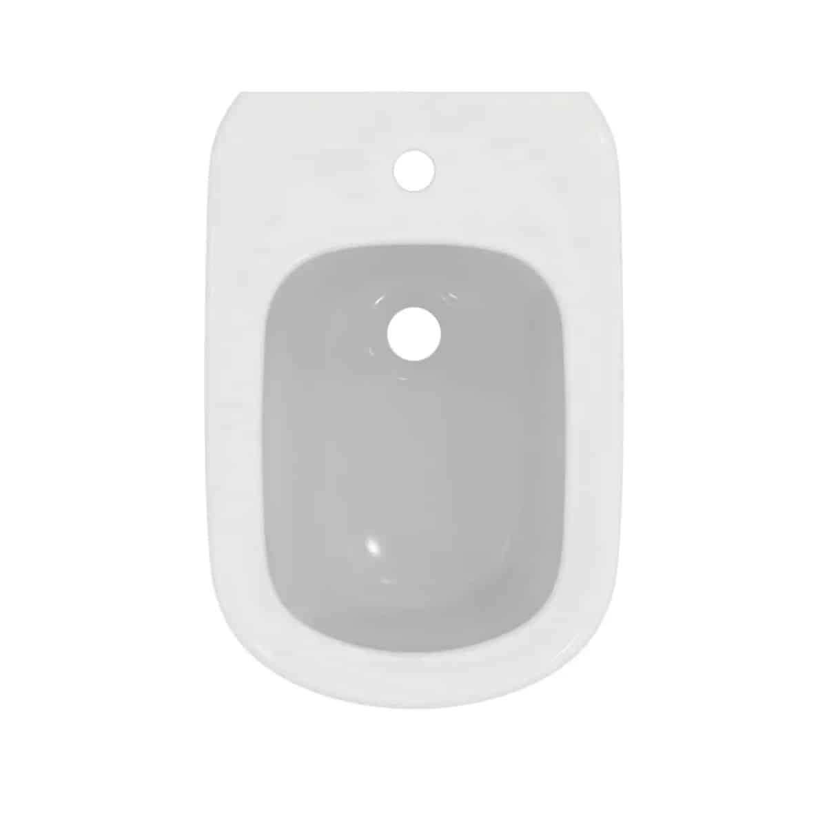 Bideu suspendat, Ideal Standard Tesi, 360x530 cm, cu preaplin, orificiu pentru baterie, alb - imagine 4