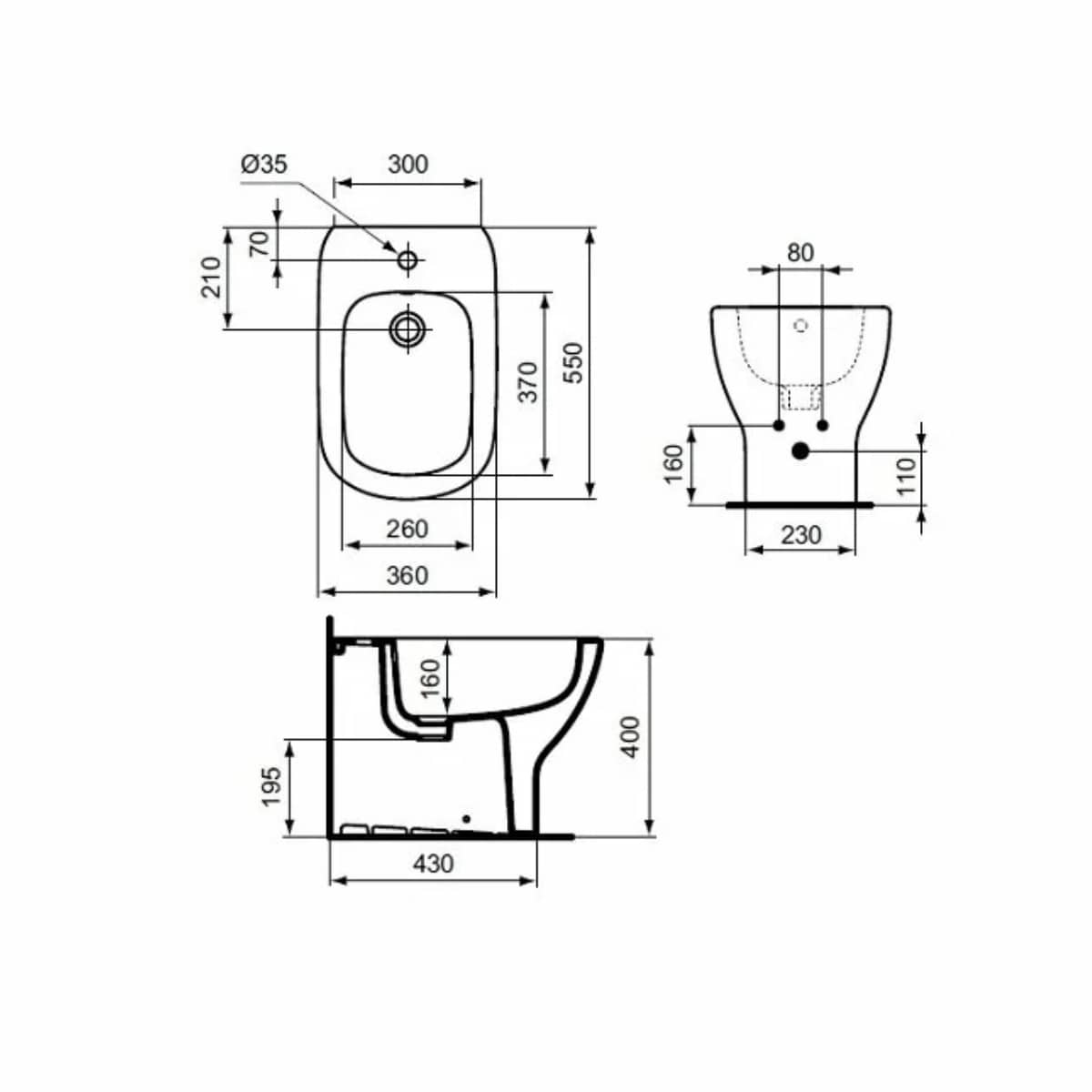 Bideu pe pardoseala BTW Ideal Standard Tesi - imagine 2