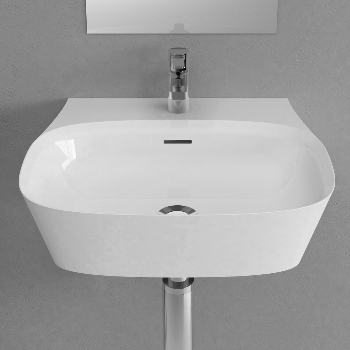 Lavoar suspendat 0002 W 520C INT din Mineral Composite – 520 mm, cuva centrala, finisaj lucios