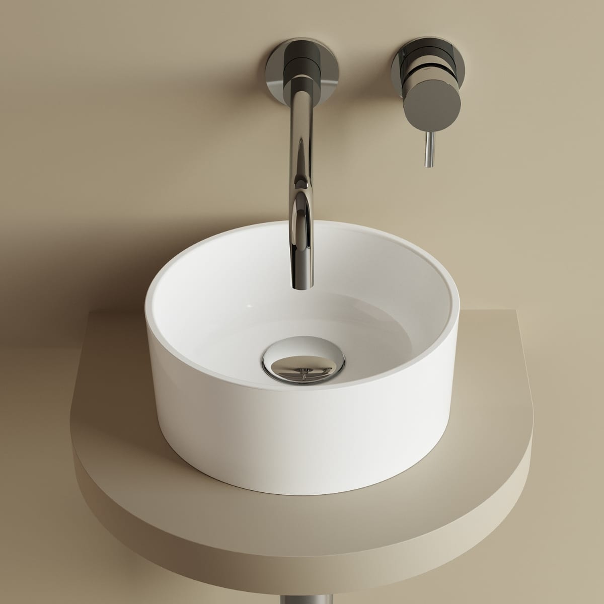 Lavoar rotund WB 0419 250 C din Mineral Composite, 250x250 mm, lucios, montaj pe blat