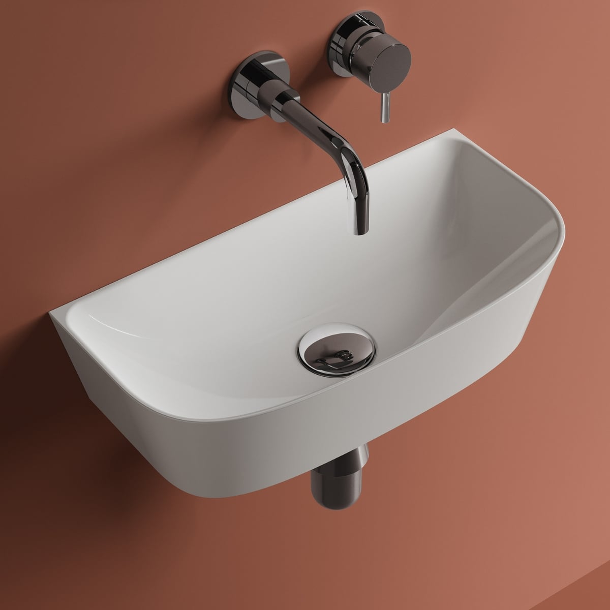 Lavoar mic de perete WB 0513 W 440C din Mineral Composite, 440x220 mm, lucios, fara preaplin