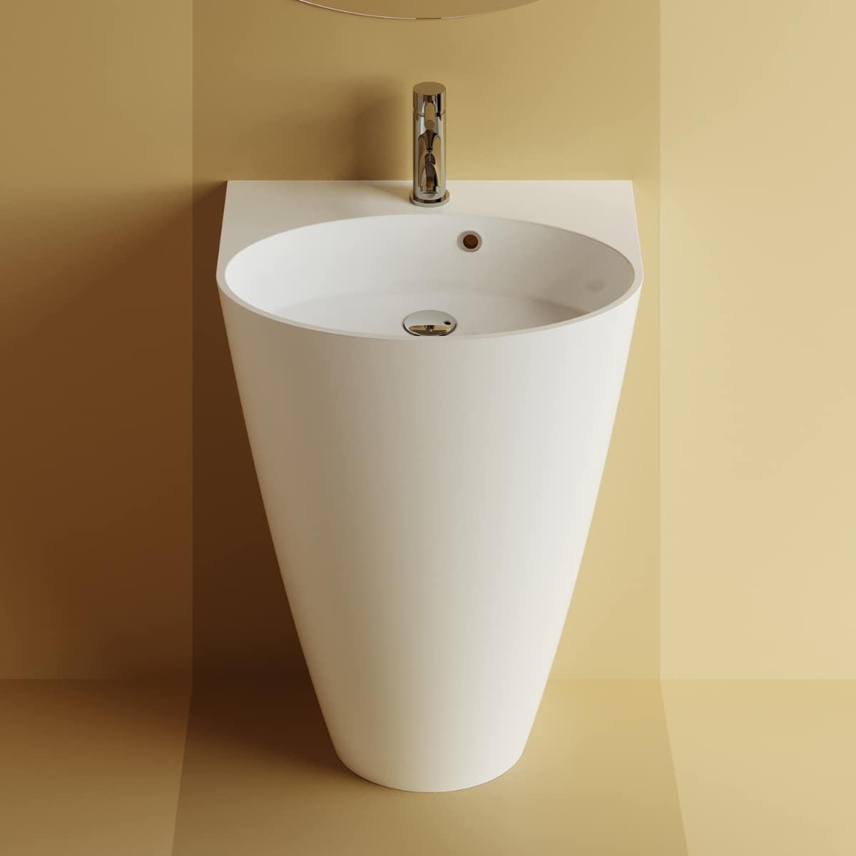 Lavoar freestanding baie, Marmite WB 0011, montaj stativ, finisaj alb, 55 x 43 x 85 cm