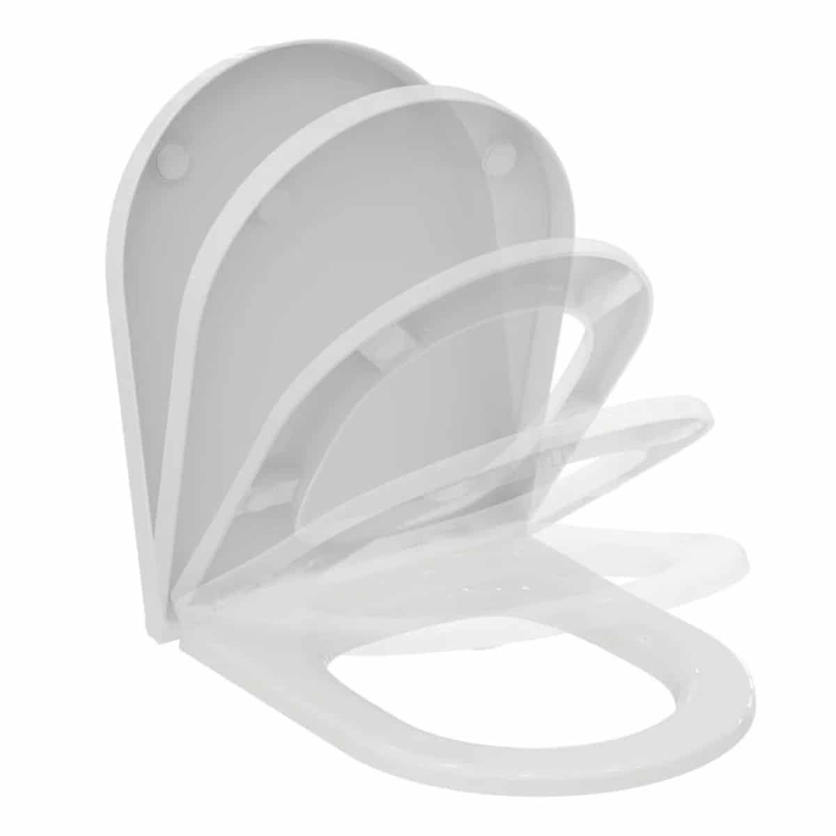 Capac WC Ideal Standard Atelier Blend Curve, softclose, alb lucios, duroplast, cu balamale detasabile