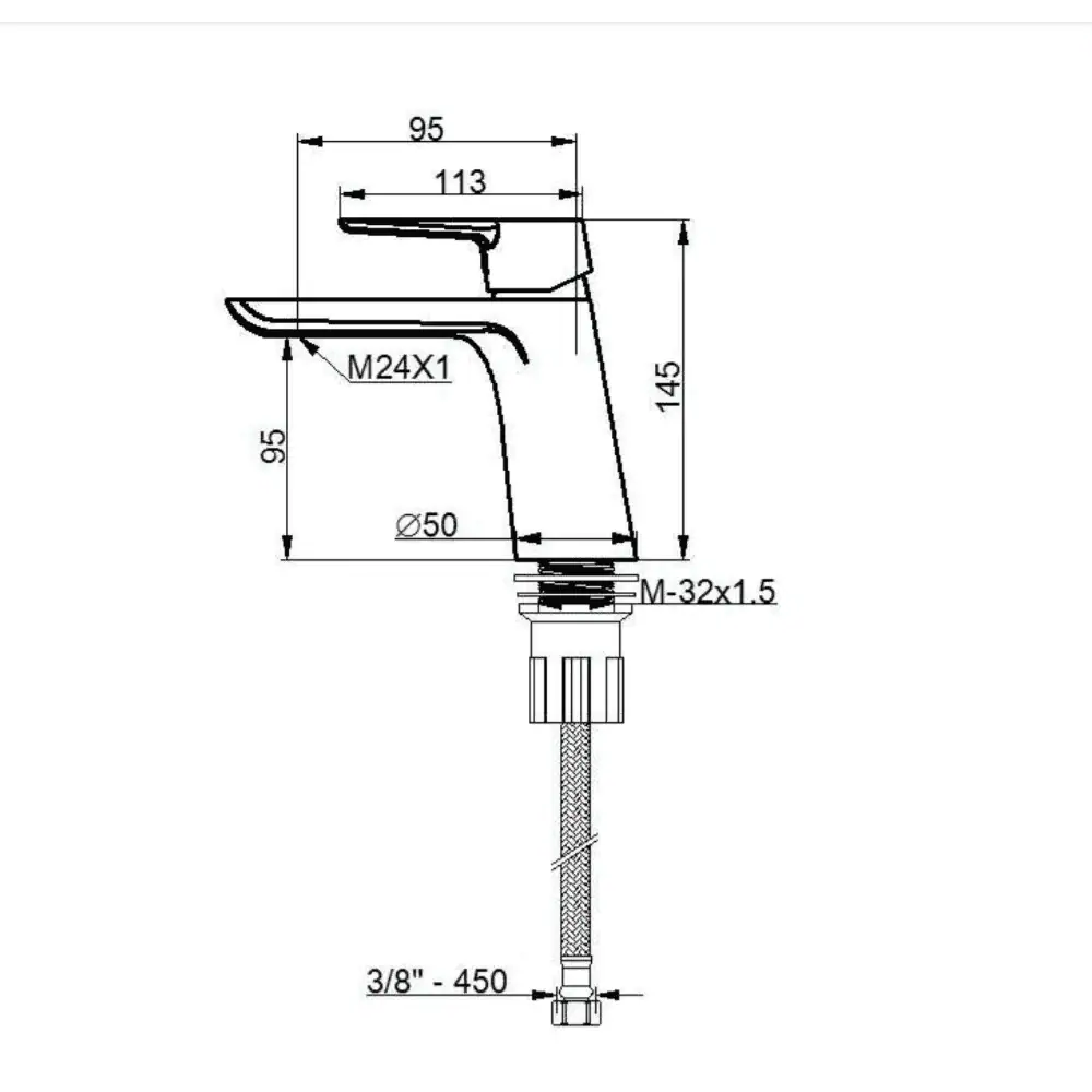 Baterie monocomanda pentru lavoar crom Ares BOET - imagine 3