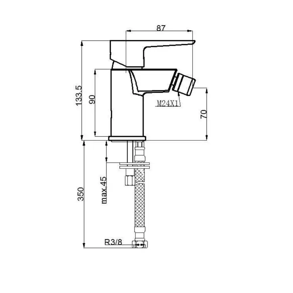 Baterie monocomanda pentru bideu crom Ares BOET - imagine 3