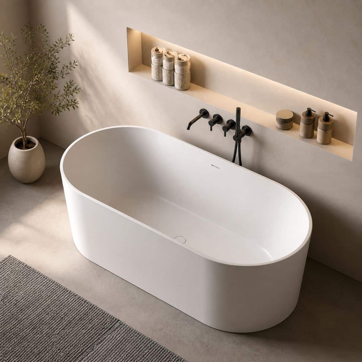Cada freestanding COVA 1600x750x560 din compozit, hand-made