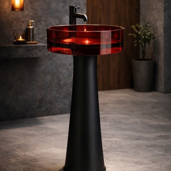 Lavoar freestanding RUBIN 400x400x850 din rasina, hand-made