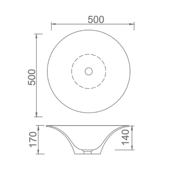 Lavoar PERLA 500x500x170 din compozit, hand-made - imagine 2