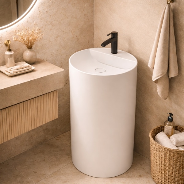 Lavoar freestanding OZIA 420x420x900 din compozit, hand-made