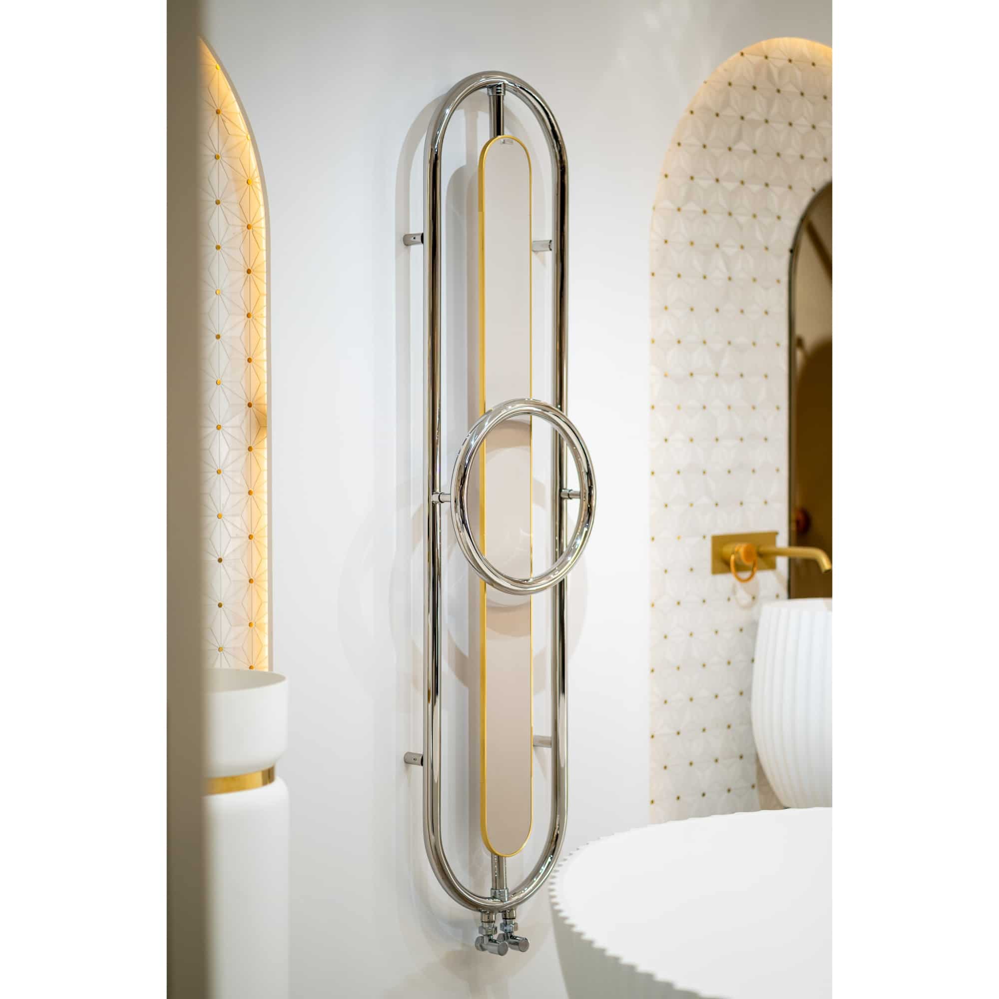 Radiator otel AIDEN 1500 × 350 MRP mirror polished + gold frame