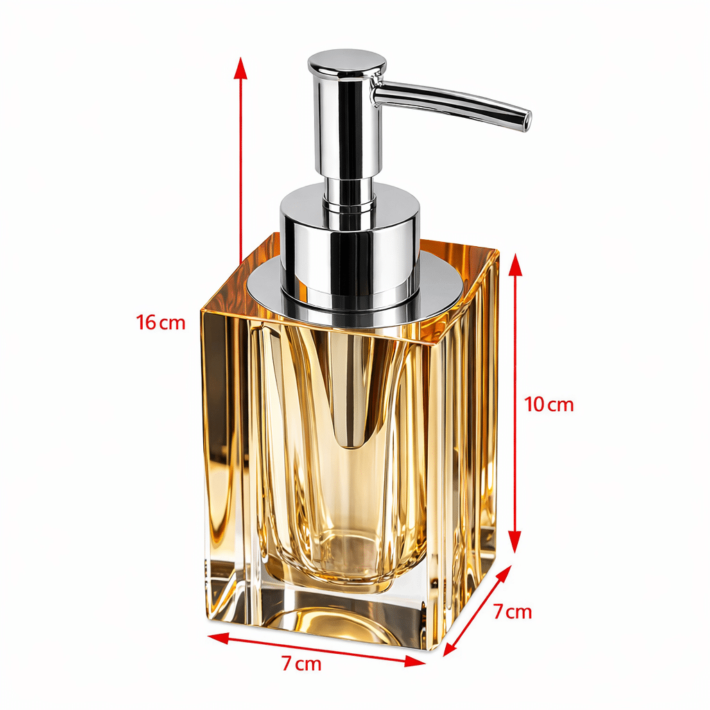 Dozator sapun lichid din cristal auriu 16 cm, Havona - imagine 2
