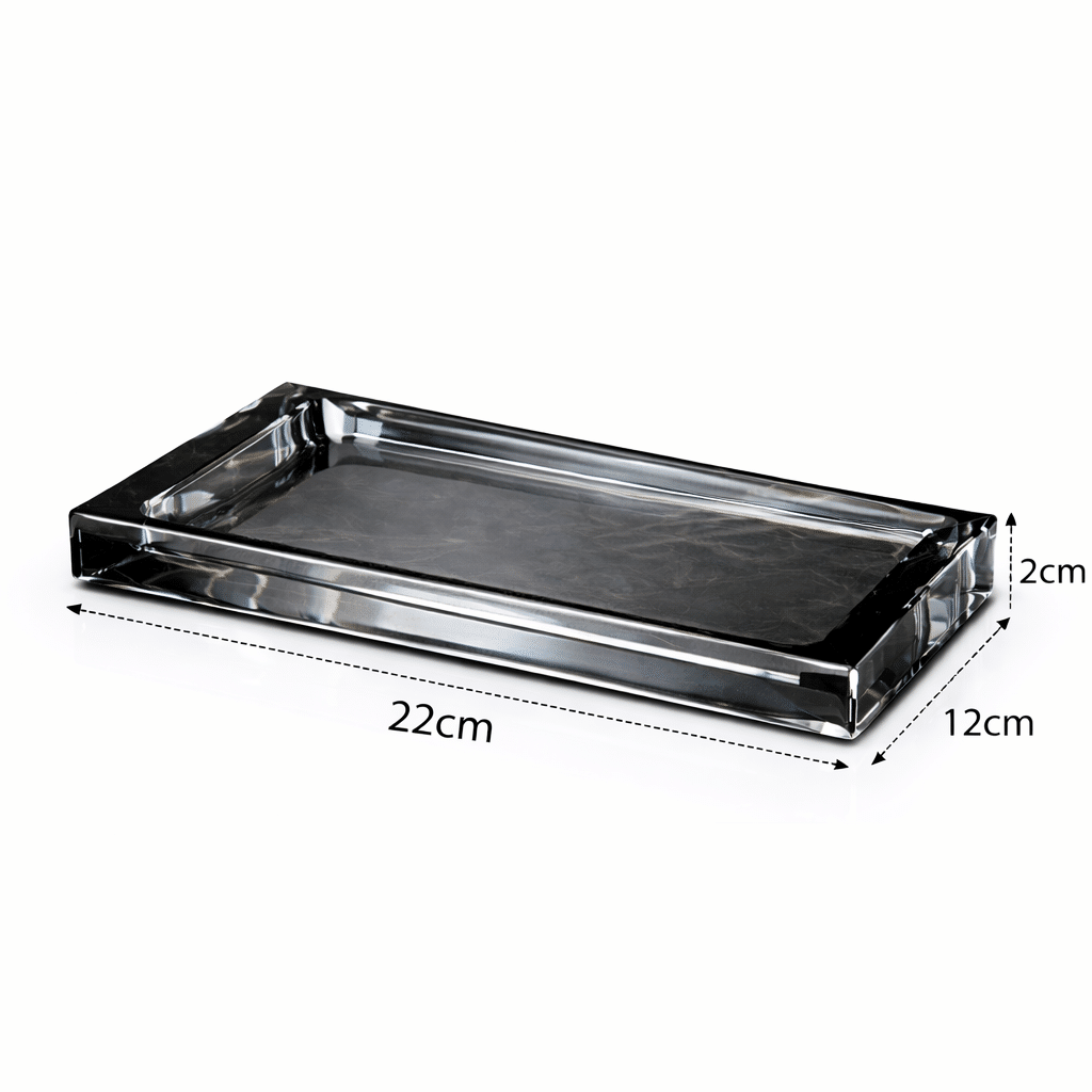 Tava organizator baie din cristal gri fumuriu 22x12 cm, Havona - imagine 3