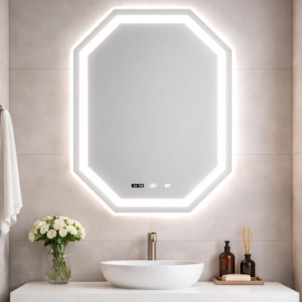 Oglinda baie LED octagonala EXSPR224 75x100
