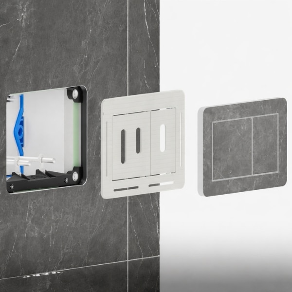 Sistem ascuns buton WC faiantabil in spatele placii – EDPLIT (set complet) - imagine 2