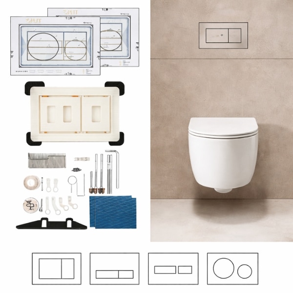 Sistem ascuns buton WC faiantabil in spatele placii – EDPLIT (set complet) - imagine 3