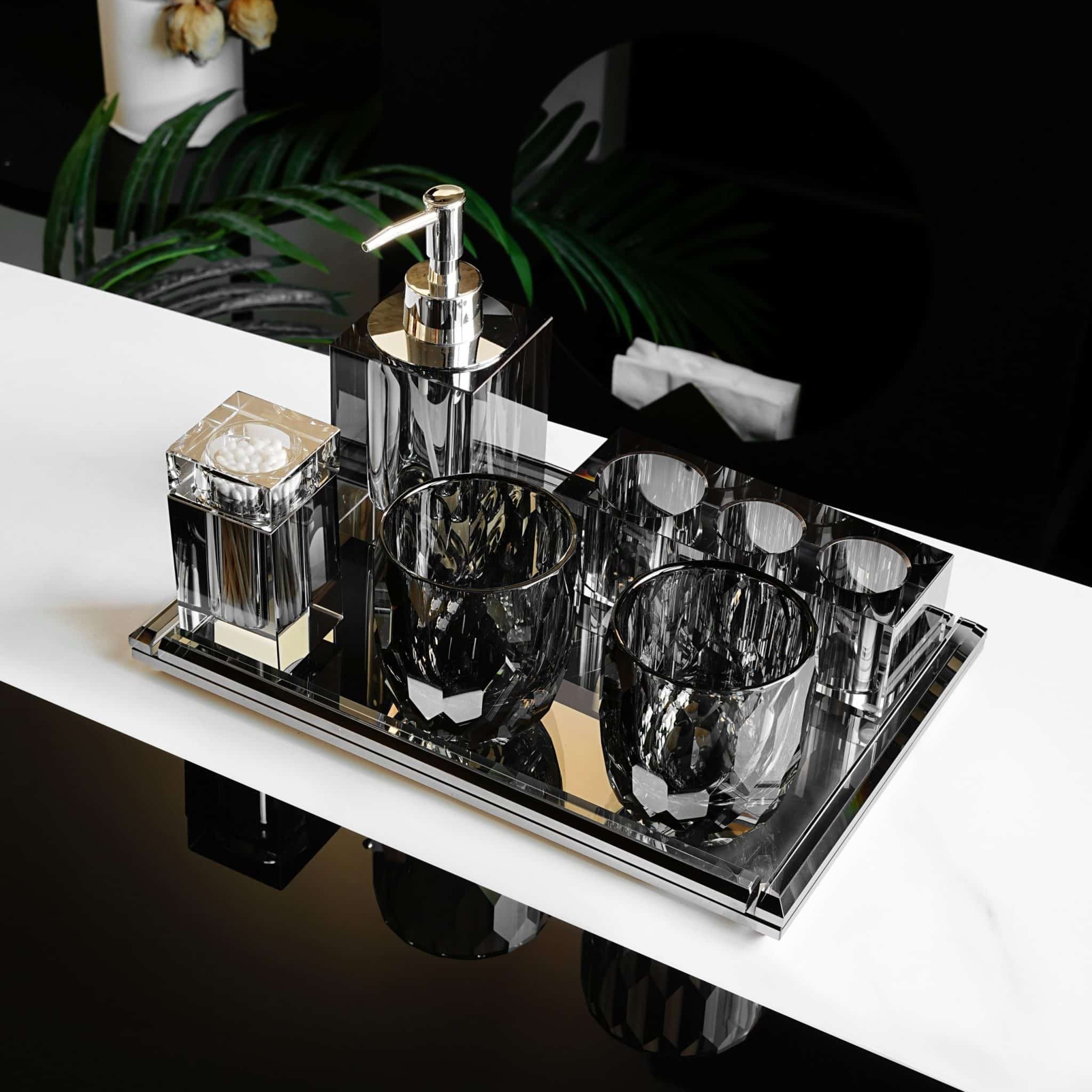 Set 6 accesorii baie, gri-ash, cristal, Havona
