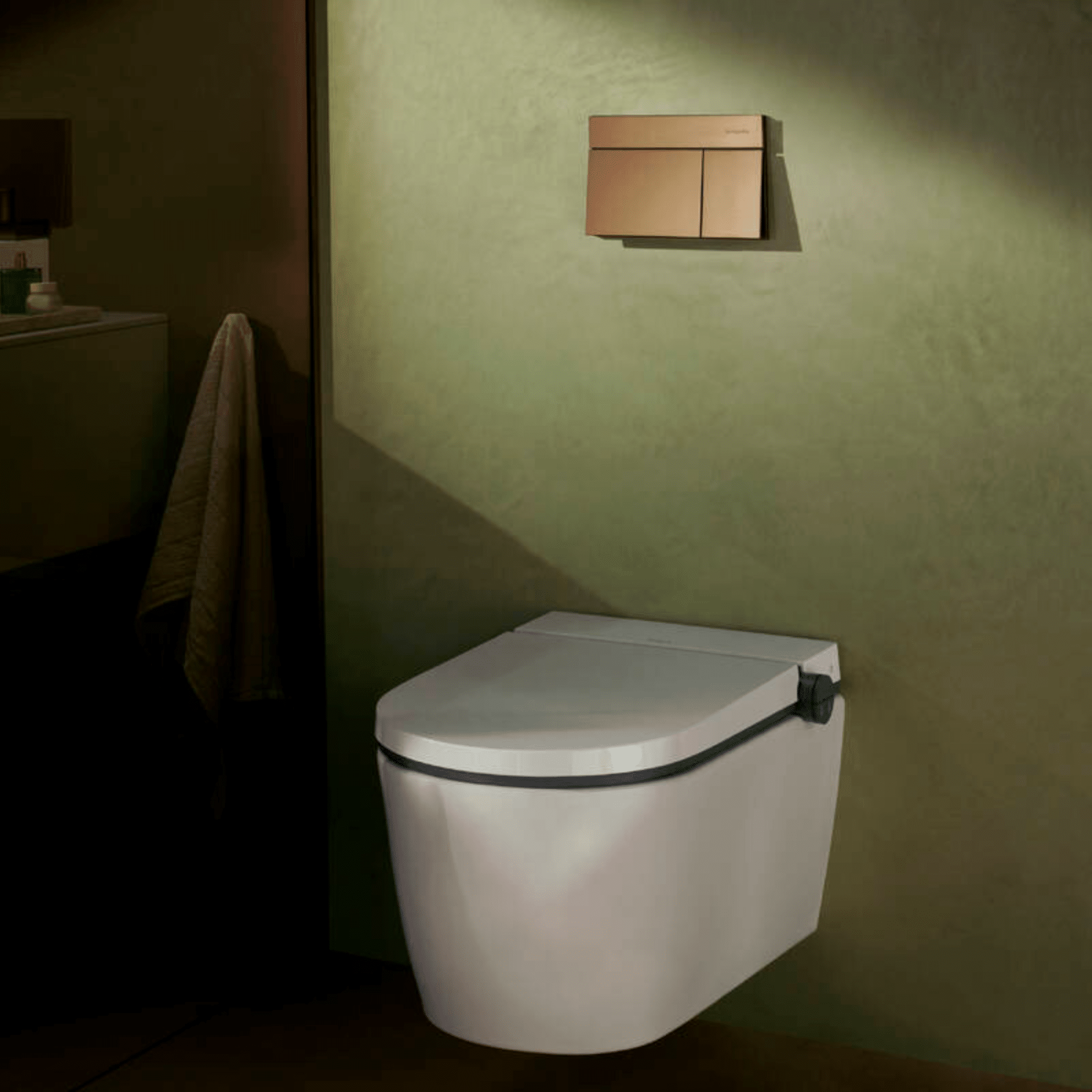 Clapeta de actionare WC, brushed bronze, Hansgrohe, iFrame Element E - imagine 3
