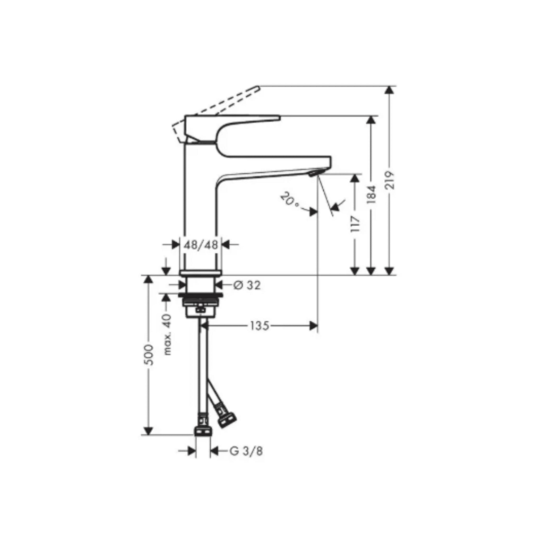 Baterie lavoar,110 CoolStart, Hansgrohe Metropol, monocomanda, cu ventil, crom - imagine 2