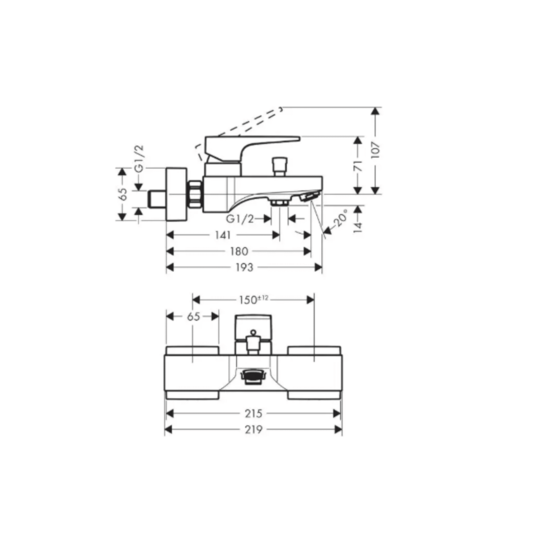 Baterie cada, Hansgrohe Metropol, crom - imagine 2