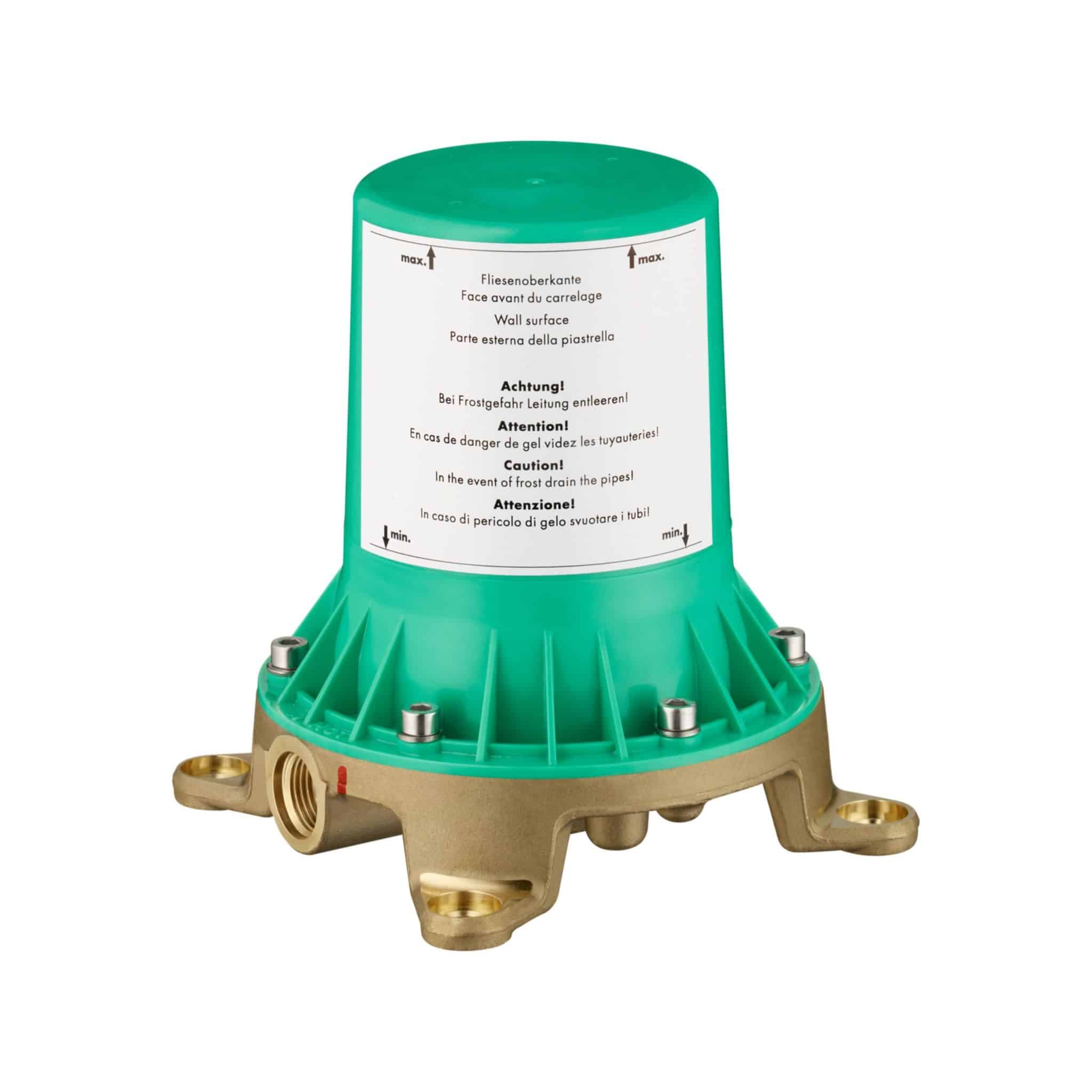 Corp incastrat pentru baterii cada, cu montaj in pardoseala, 1/2'', protectie reflux, alama/ABS, Hansgrohe