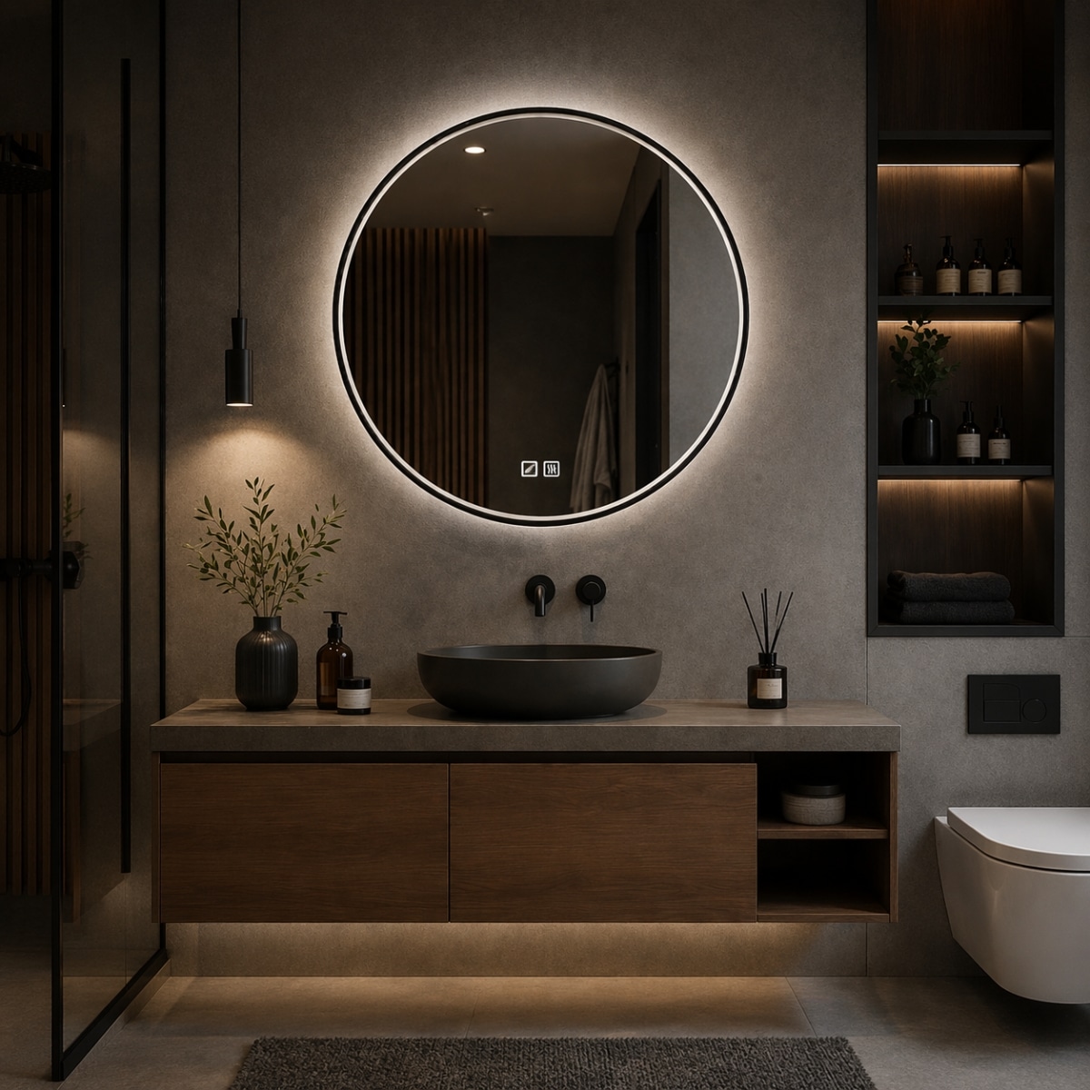 Oglinda baie Brunelleschi rotunda D60 cm LED touch - imagine 2