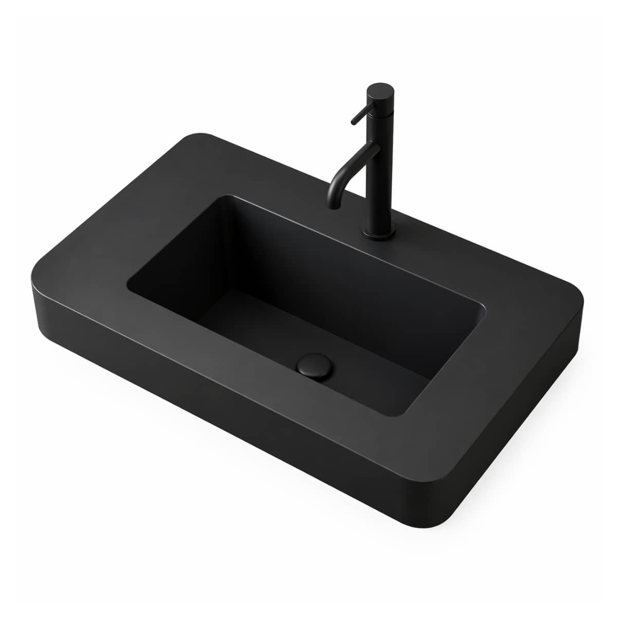 Lavoar cu blat integrat mobilier baie negru mat 81 cm