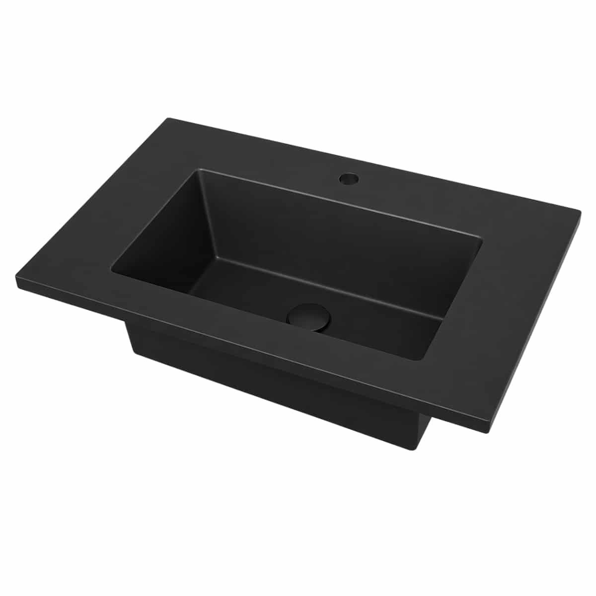 Lavoar incastrat in blat Cellini 81 cm rasina negru mat