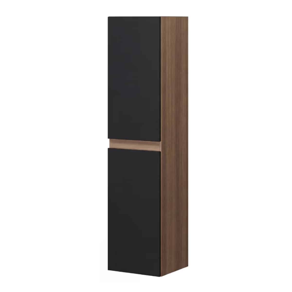 Dulap baie suspendat Universal 34 cm negru mat si rovere moka cu 2 usi