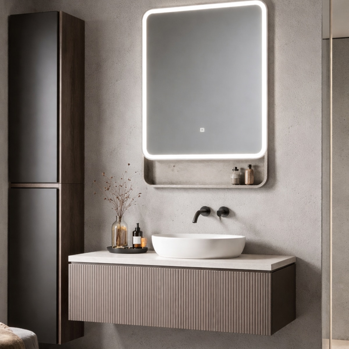 Oglinda rectangulara LED cu touch rama si polita Brunelleschi lux - imagine 2