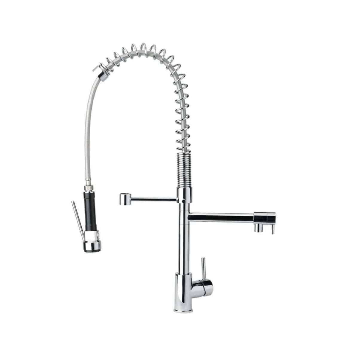 Baterie lebada bucatarie cu teava flexibila 50 cm crom