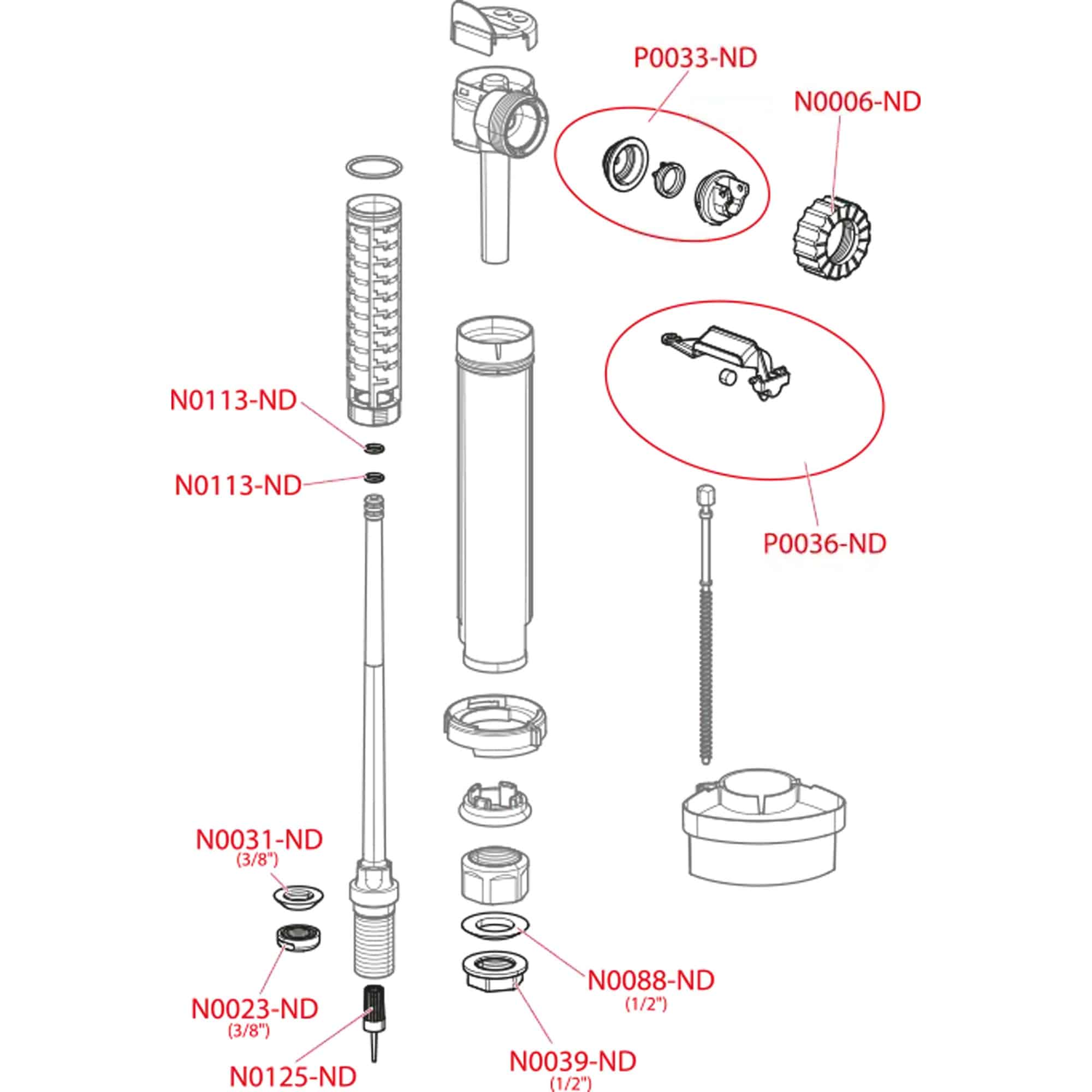Flotor cu pozitie verticala 3/8'' din alama ALCA - imagine 3