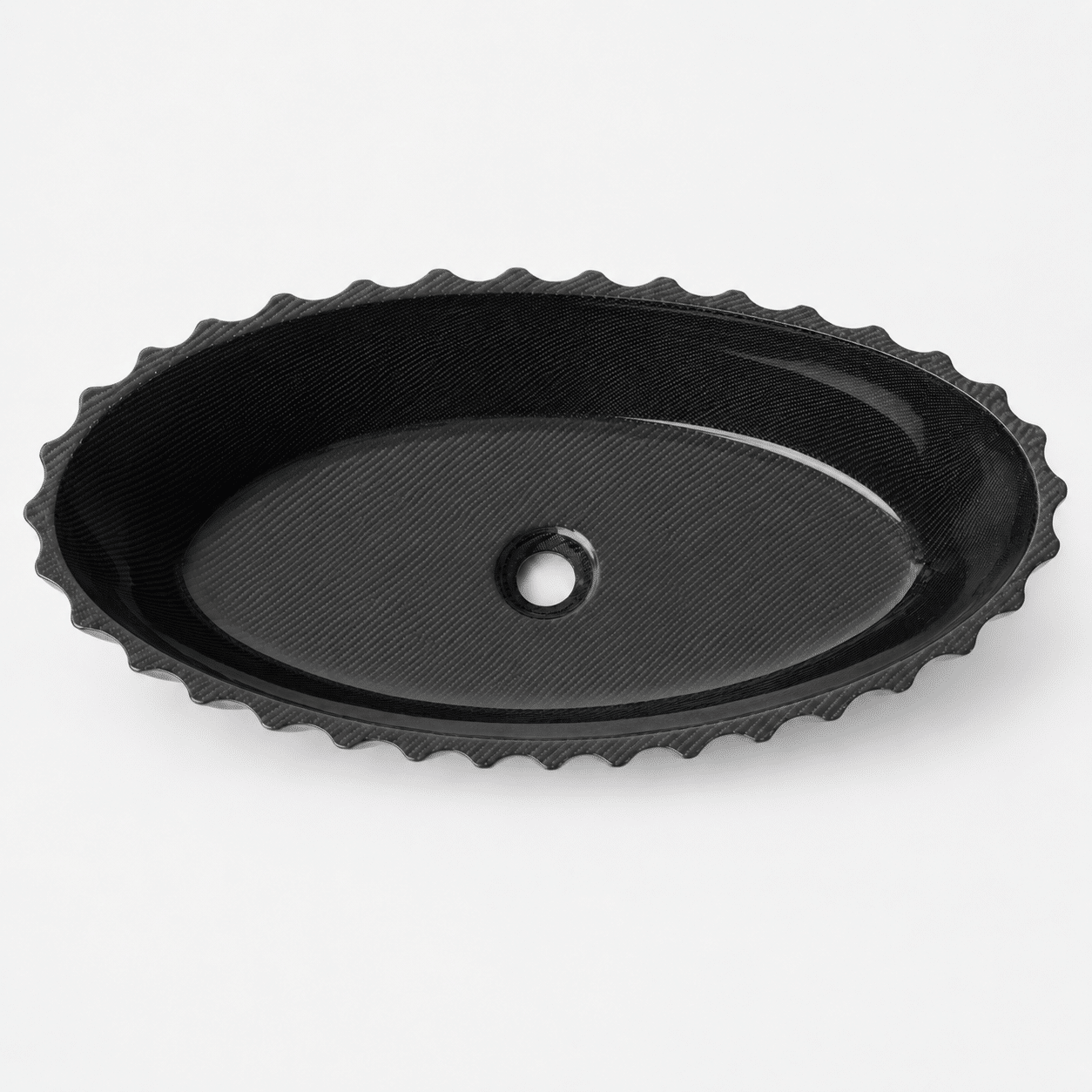 Lavoar tip vas din fibră de carbon cu aspect forjat,negru, 600 × 350 × 190 mm
