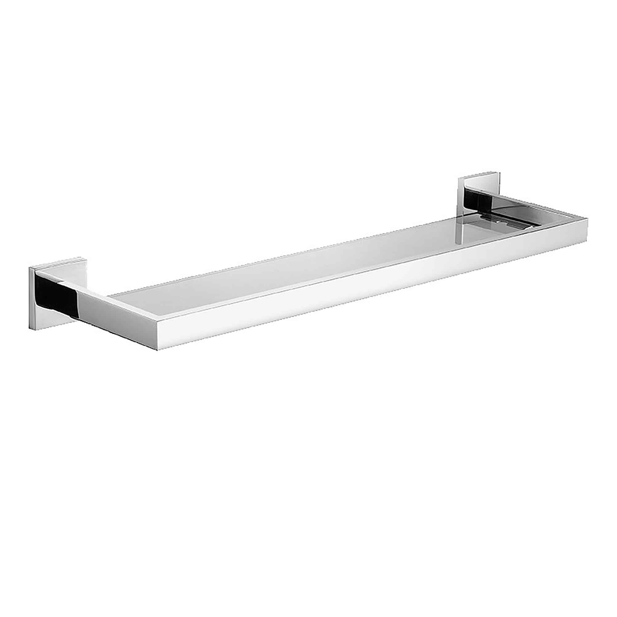 Raft baie cu polita de sticla, din inox, crom,56x14cm