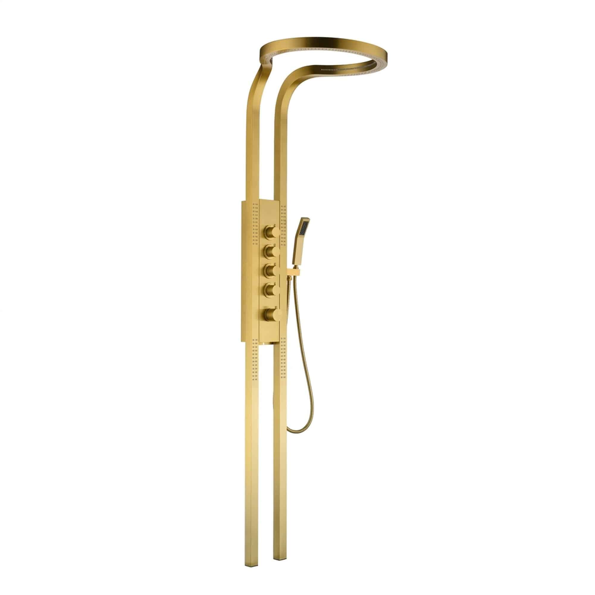 Coloana de dus din inox si alama, cartus ceramic, auriu periat