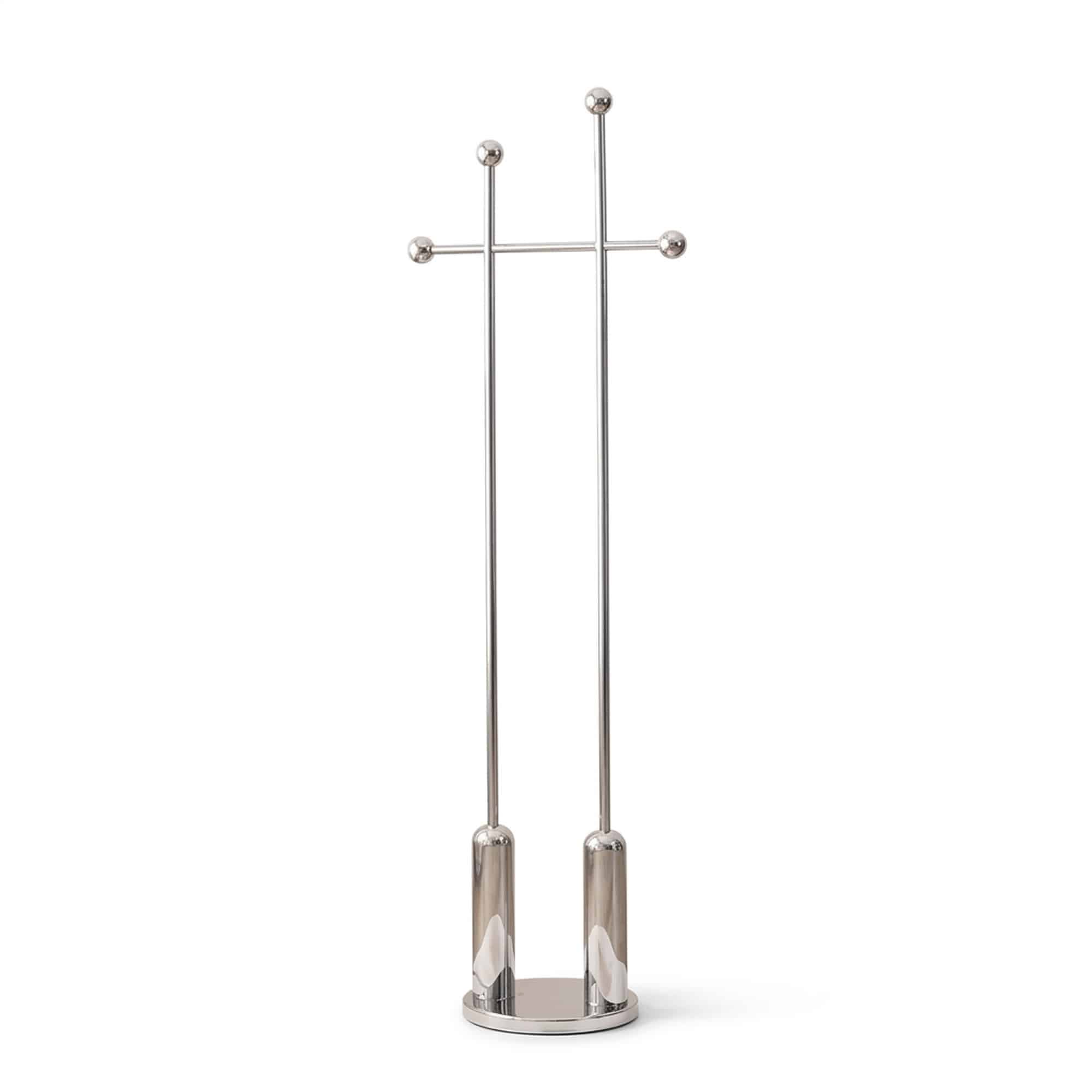 Cuier freestanding din otel inoxidabil cu baza cu marmura naturala, inox lucios