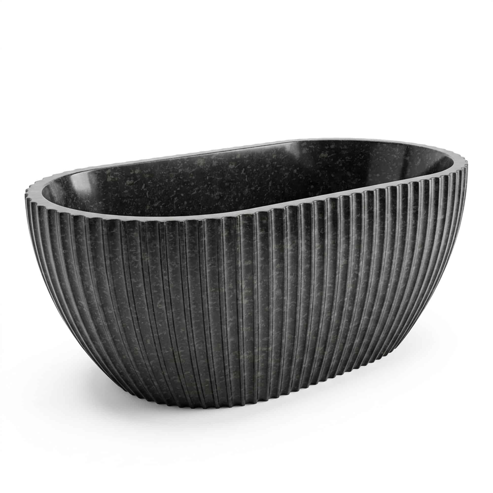 Cadă de baie freestanding din fibră de carbon cu aspect forjat, negru, 1700 × 800 × 580 mm