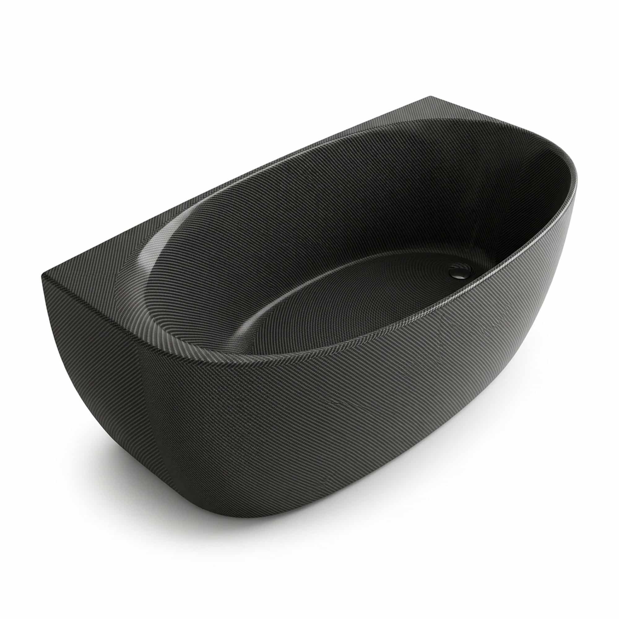 Cadă de baie freestanding din fibră de carbon satinat, negru, 1700 × 800 × 550 mm