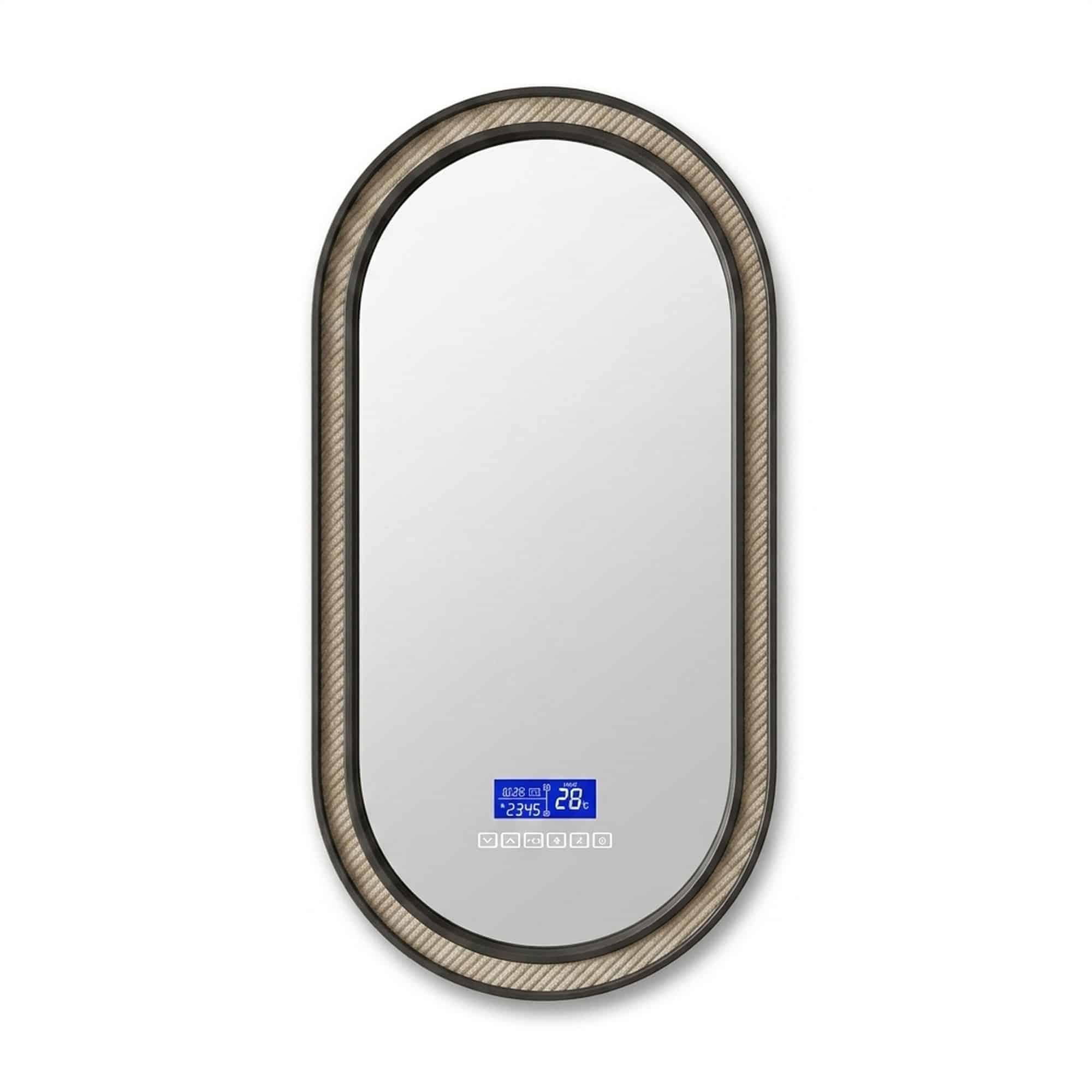 Oglindă de baie cu iluminare LED din fibră de carbon, negru, 800 × 400 × 56 mm