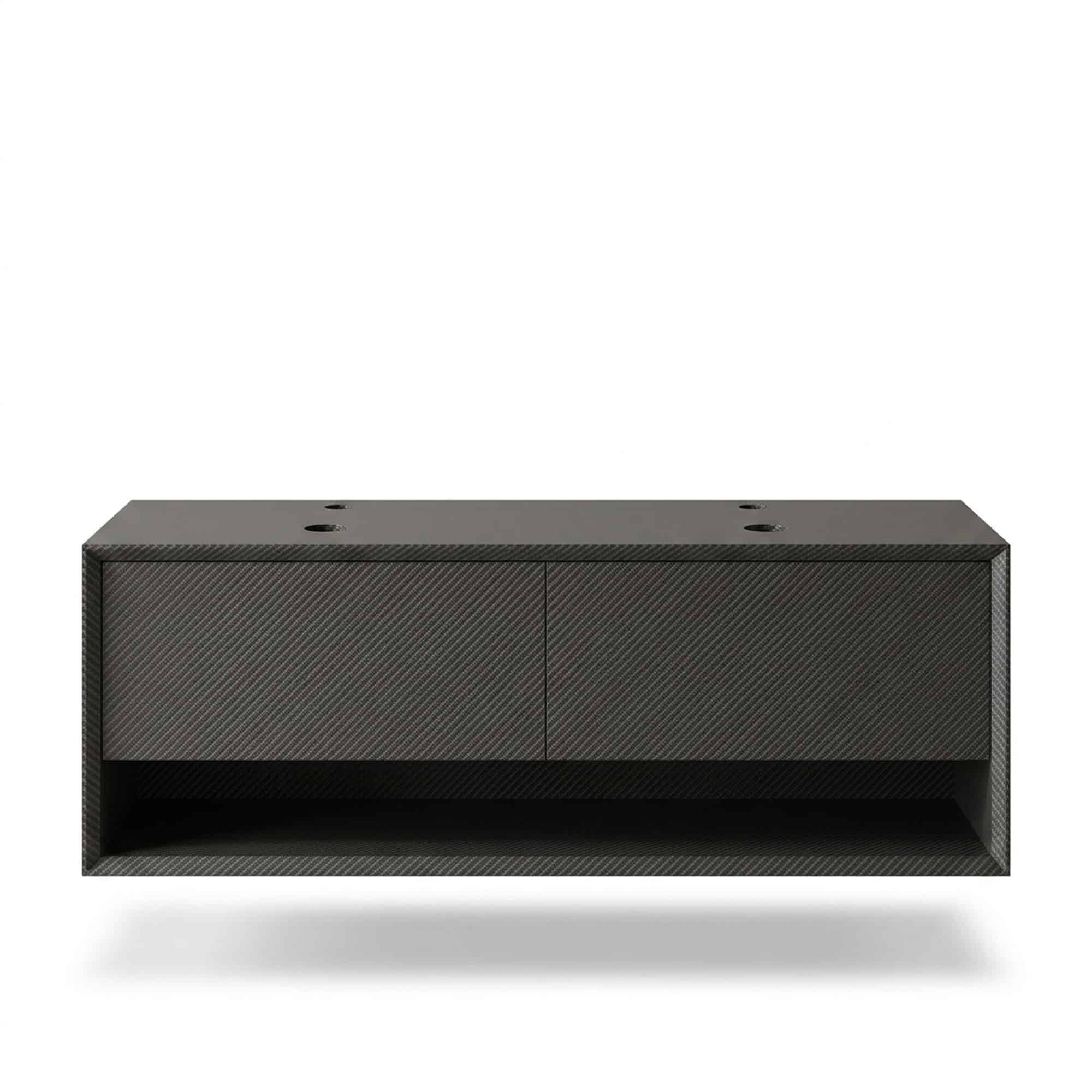 Dulap de baie suspendat, fibră de carbon negru satinat, 1400 × 520 × 510 mm