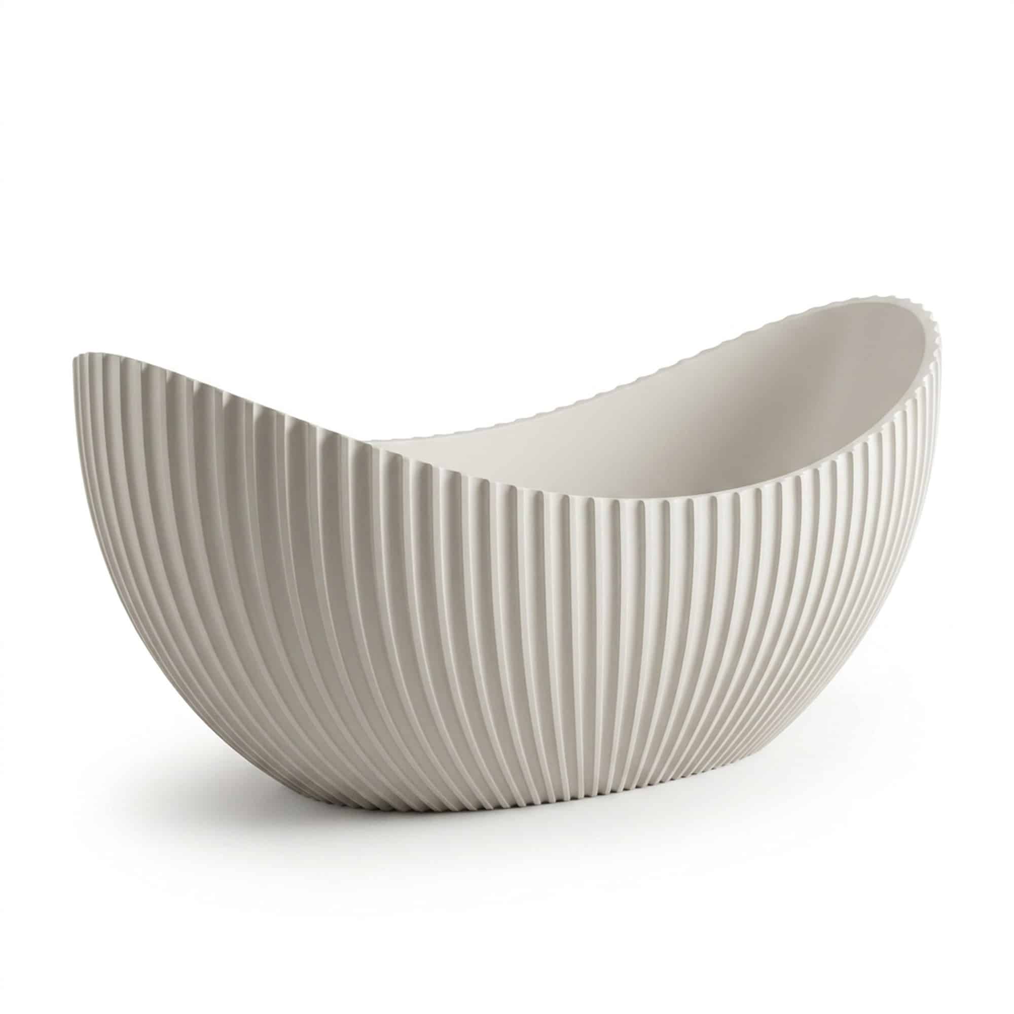 Cadă de baie freestanding riflată din piatră sintetică, crem, 1800 × 800 × 750 mm - imagine 2