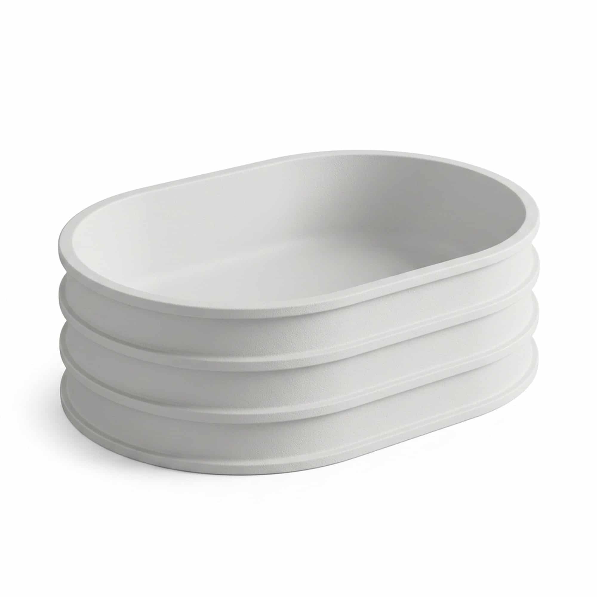 Lavoar tip vas riflat din compozit, alb mat, 560 × 360 × 160 mm