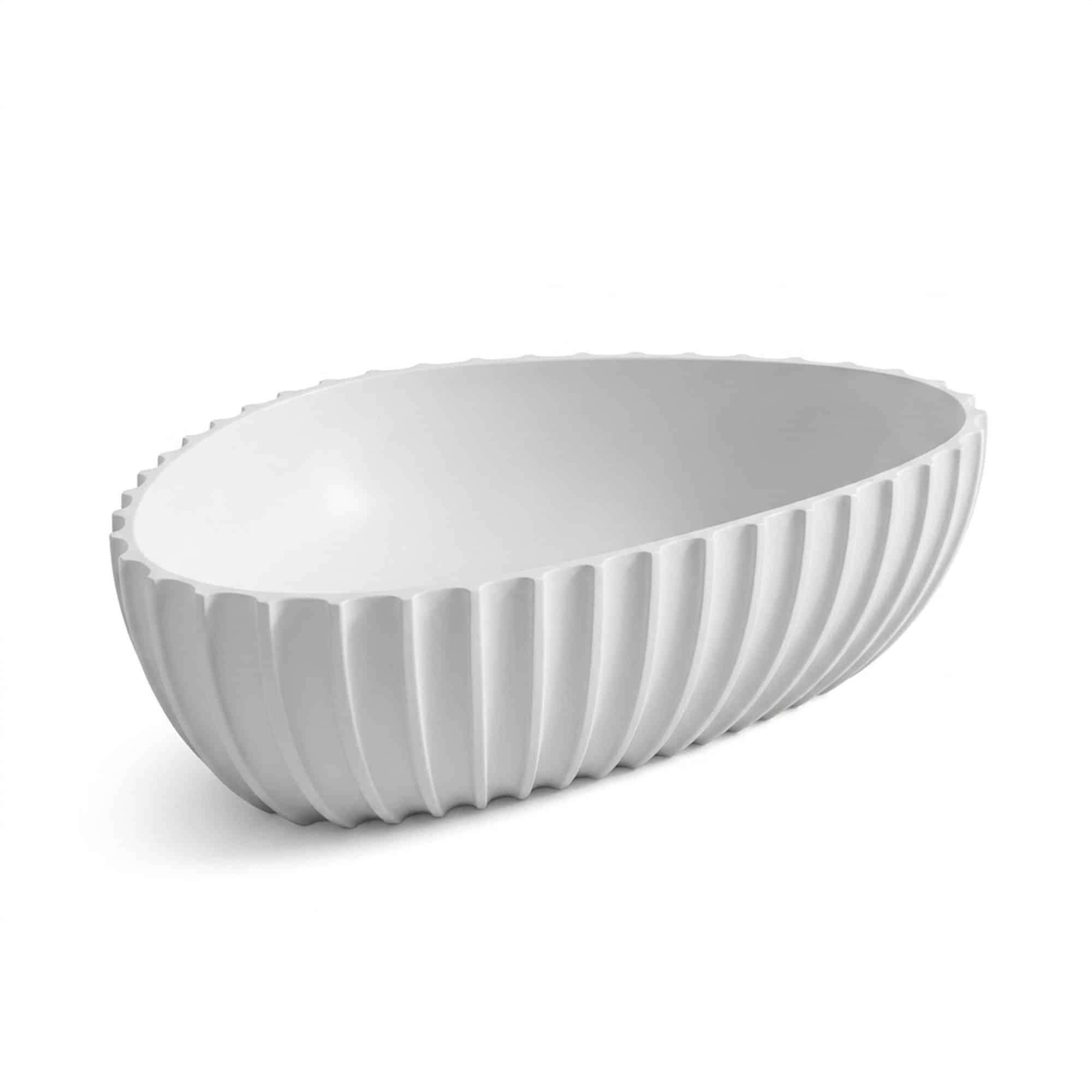 Lavoar tip vas riflat din compozit, alb mat, 600 × 400 × 160 mm