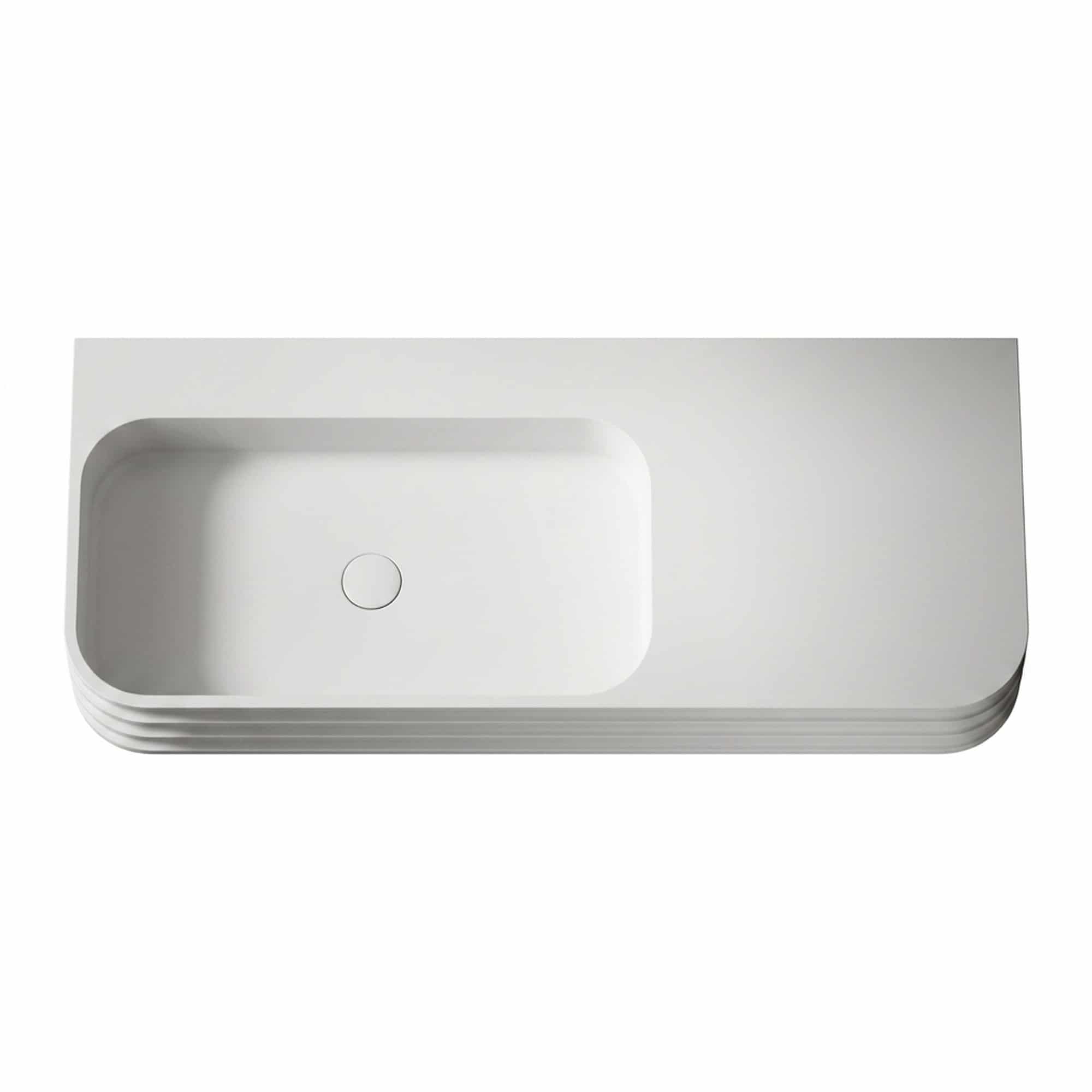 Lavoar pe blat riflat din compozit, alb mat, 800 × 450 × 150 mm - imagine 4