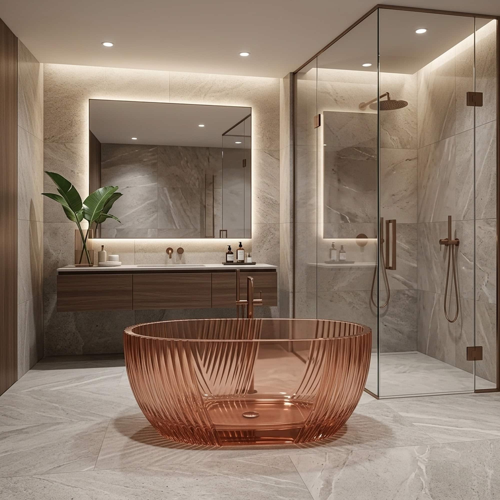 Cadă de baie freestanding din rășină acrilică transparentă, chihlimbar, 1700 × 800 × 580 mm - imagine 8