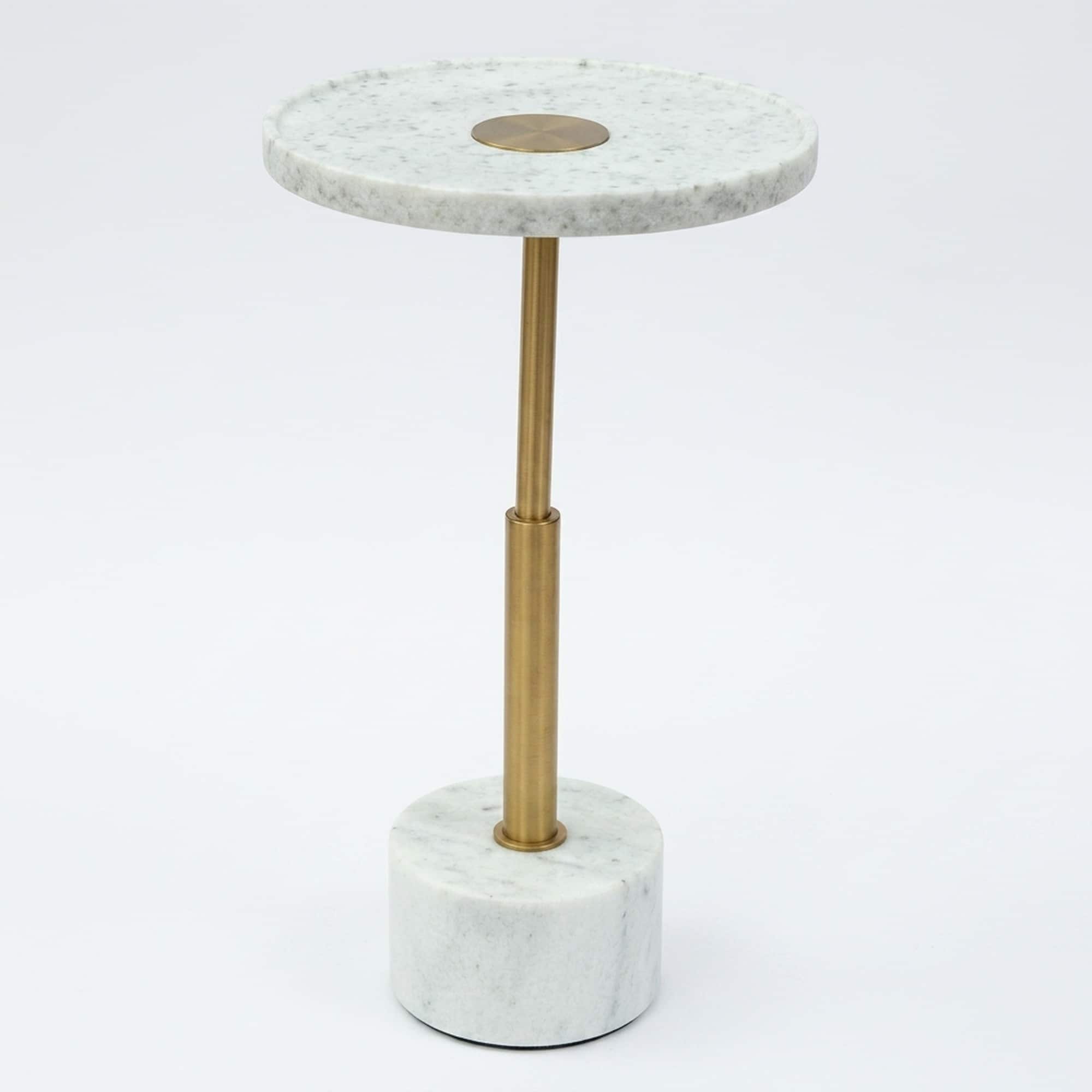 Masuta de cafea rotunda din marmura naturala si otel inoxidabil cu finisaj auriu, alb cu auriu