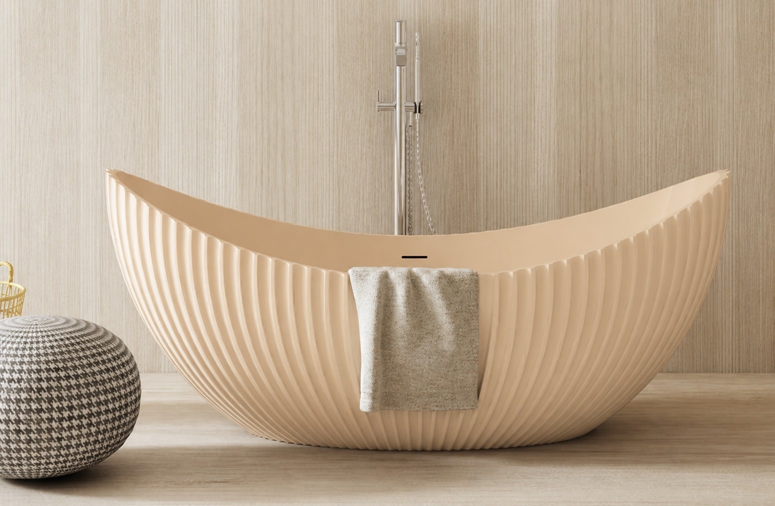 Cadă de baie freestanding riflată din compozit,1800 × 800 × 750 mm