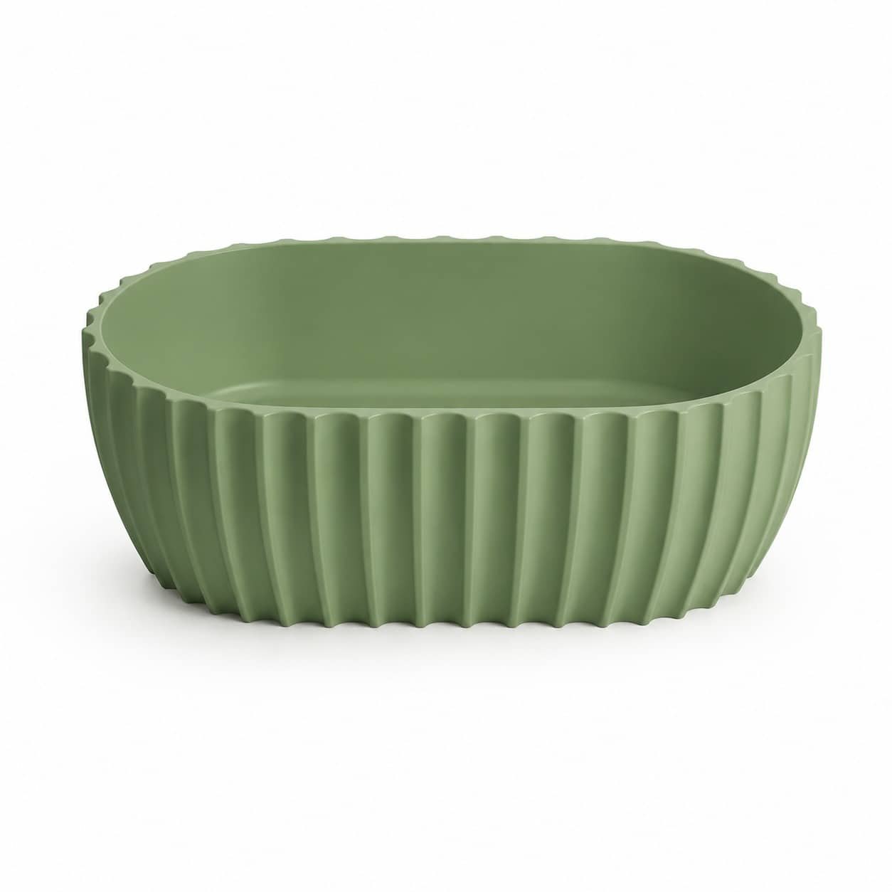 Lavoar tip vas riflat din compozit, verde mint pastel, 600 × 350 × 160 mm