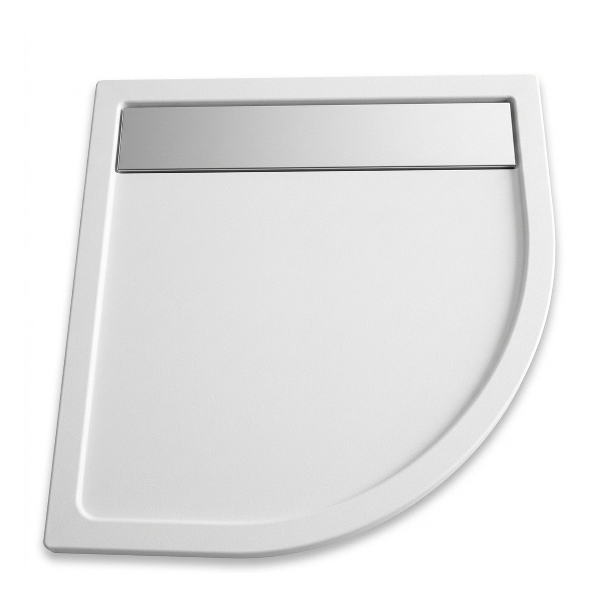 Cadita dus semirotunda SanSwiss W36R5508004, 800x800 mm, acril, alb aspect de piatra